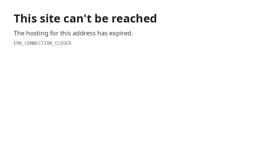 A browser page that says the site can't be reached
